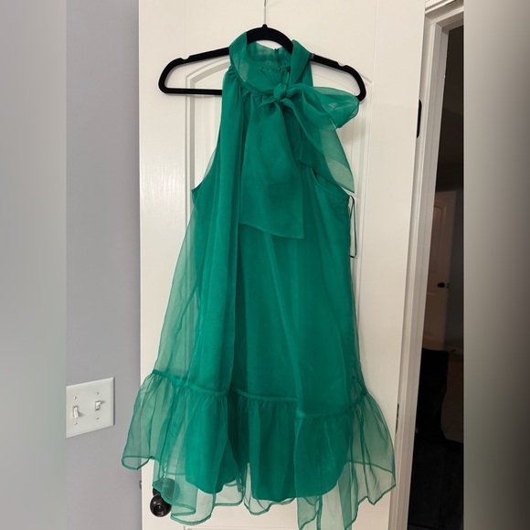 Maeve Organza Bow-Neck Mini Dress - Picture 2 of 7